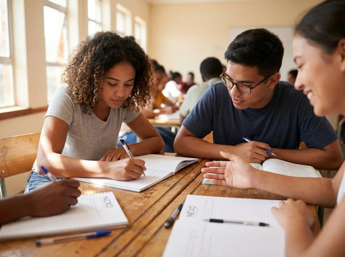 Jóvenes desarrollando habilidades de liderazgo en taller NEXO - programa de mentoría y empleabilidad juvenil en Latinoamérica
